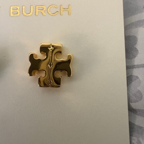 Tory Burch Gold Stud Earrings with the "secret' North-South symbol NWOT - Picture 8 of 8